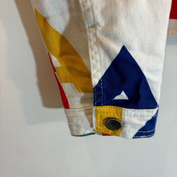 DESIGUAL Sz S Trucker Style Jacket Oversized Canvas Large Colourful Letters - Picture 4 of 9